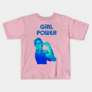 Girl power - We can do it feminist quote (blue) Kids T-Shirt